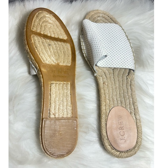 J. Crew Valencia Perforated Leather Slides White Size 9 - Picture 8 of 9